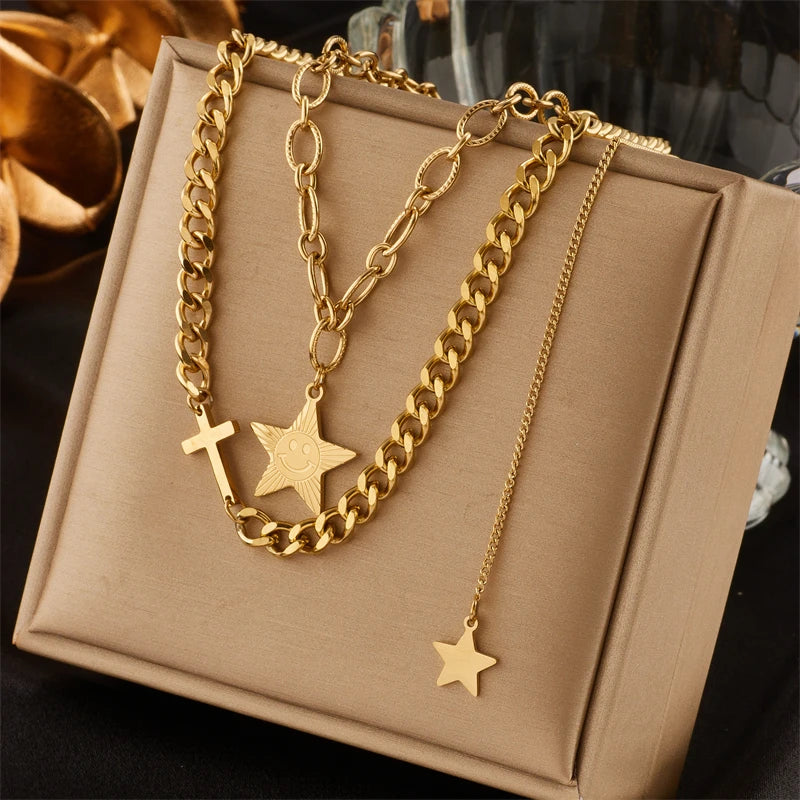 Multilayer Coin Pendant Necklace | Layered Chain for Women | Afrocentric