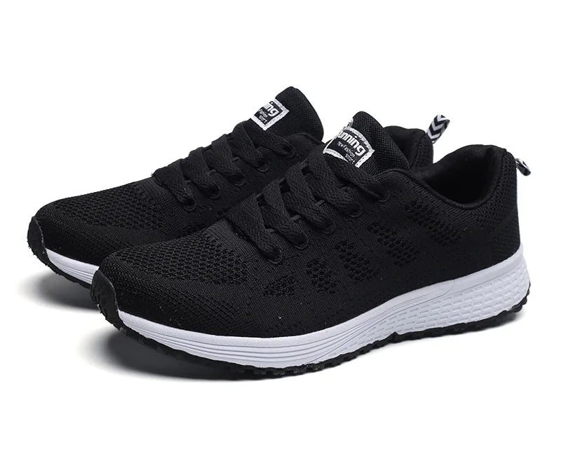Women Casual Breathable Mesh Flat Sneakers - Lightweight Walking Gym Shoes | Afrocentric
