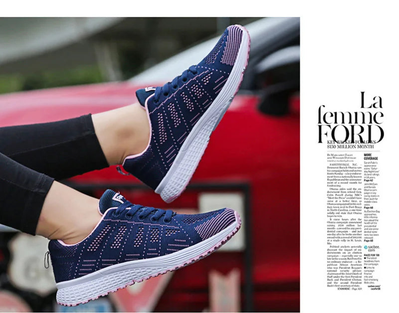 Women Casual Breathable Mesh Flat Sneakers - Lightweight Walking Gym Shoes | Afrocentric