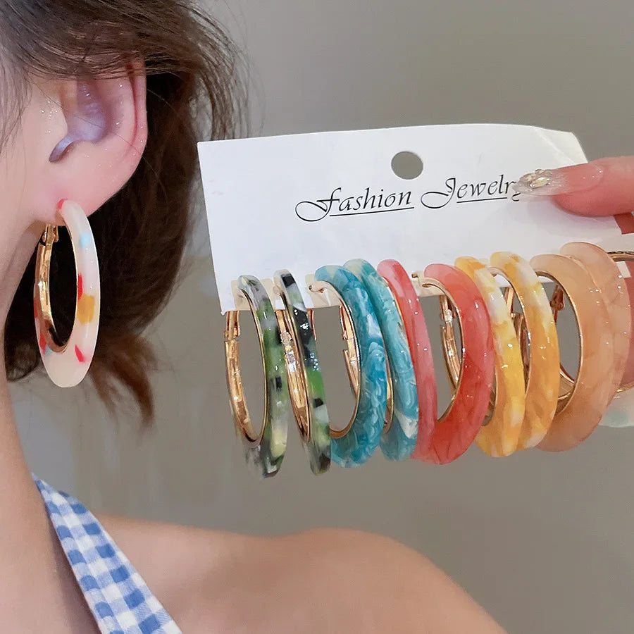 Leopard Print Hoop Earring Set | 3-Piece Acrylic C-Shaped Drop Earrings | Afrocentric