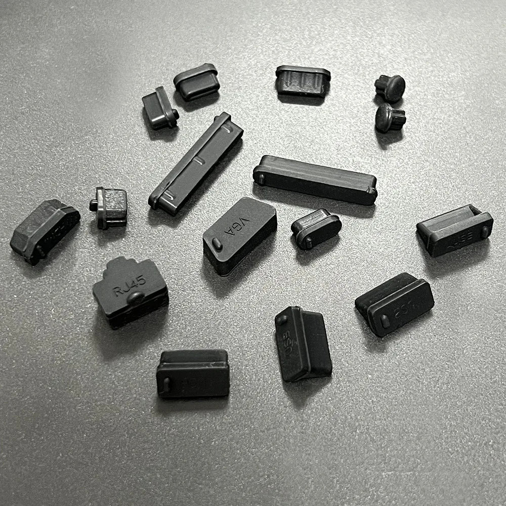 Silicone Laptop Port Dust Plugs | 16-Piece Universal Anti-Dust Cover Set black | Afrocentric