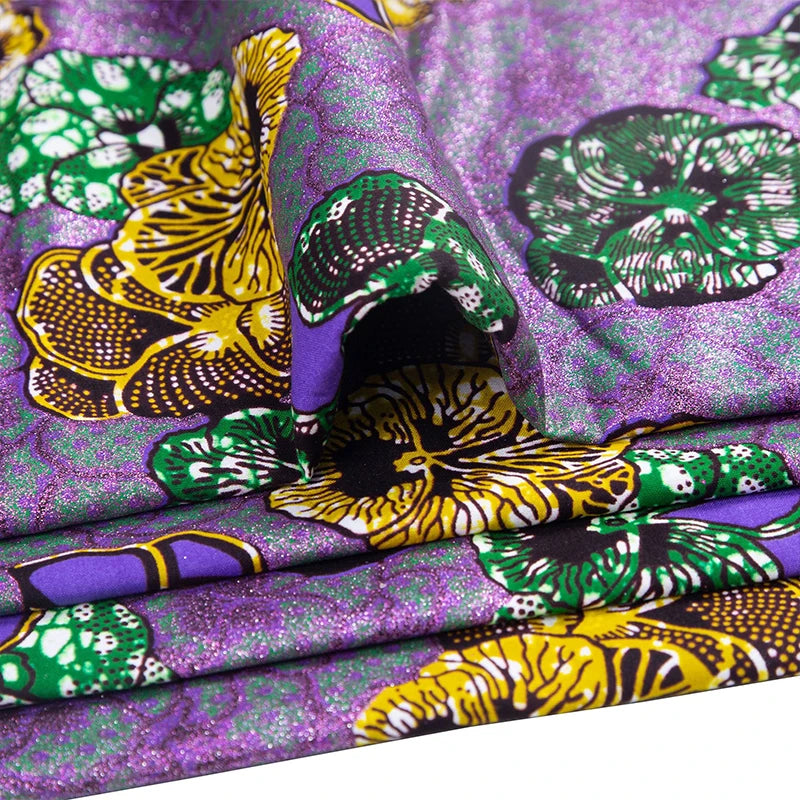 90x110cm African Ankara Cloth Women Glitter Glam Wax Fabric Cotton Soft Batik Golden Pagne Diy Craft Sewing Clothing Supplies | Afrocentric