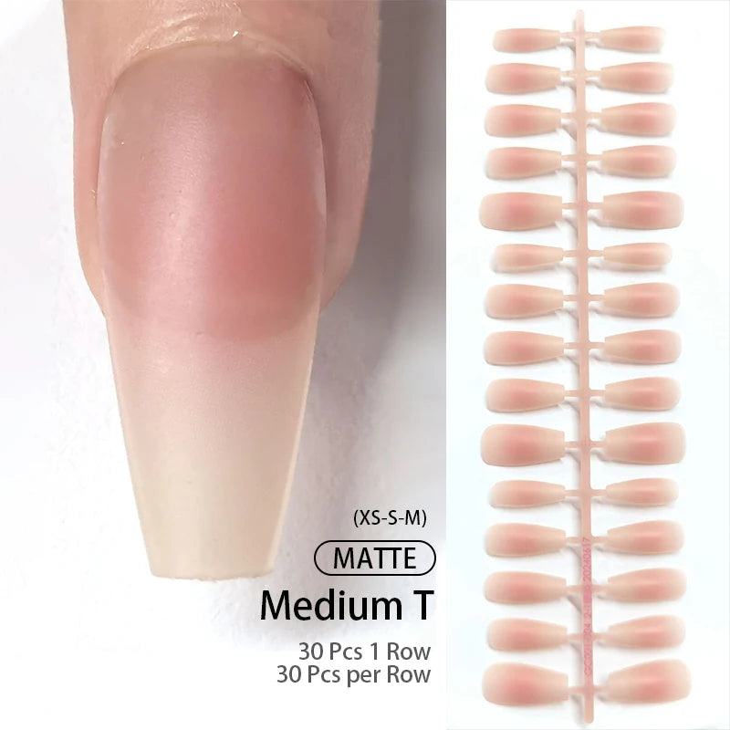 Matte Nude Press-On Nail Set | 30pcs Full Cover False Nails | French & Nude Styles 4 | Afrocentric
