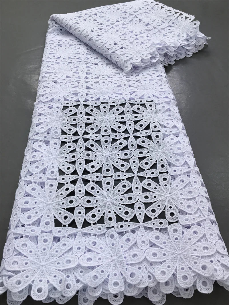Kalume African Guipure Cord Lace Fabric with Sequins 2025 High Quality Nigerian Lace Fabrics 5 Yards for Wedding Dresses F3610 | Afrocentric