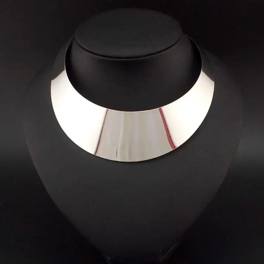 African Geometric Collar Necklace | Bold Statement Torque for Women 2201 Silver Color | Afrocentric