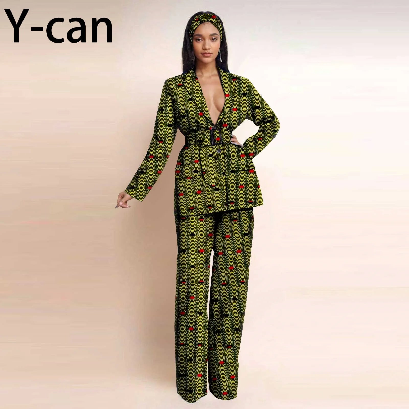 Dashiki Ankara Print African Women Set Traditional Long Sleeve Jacket Coat and Pants 2 Piece Suit Set Office Clothes 2426028 773 | Afrocentric