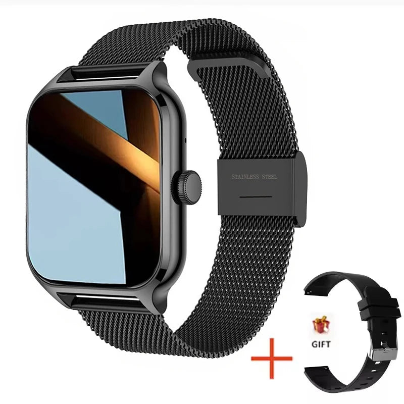Smart Fitness Watch | Bluetooth Call, Heart Rate, Sleep Tracker & 2.01" Display Mesh belt black | Afrocentric