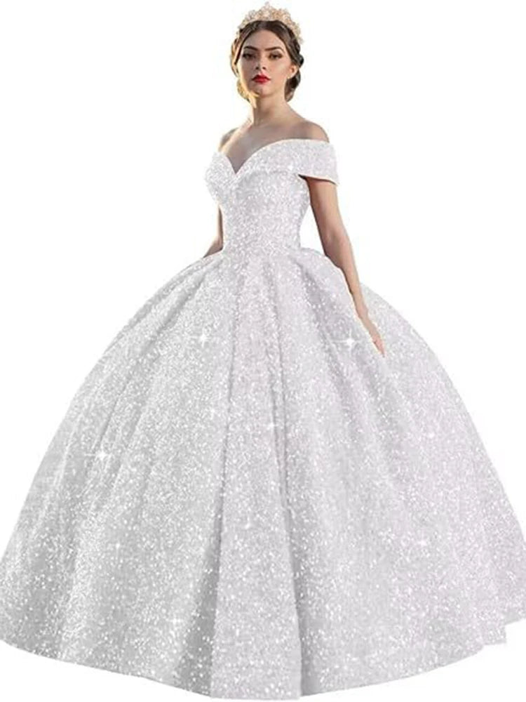Customized Ball Gown Quinceanera Dresses Shiny Sequins Off Shoulder Prom Birthday Party Gowns Formal Vestido De Anos Sweet 16