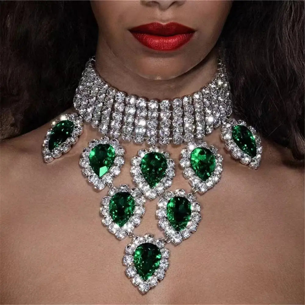 Crystal Rhinestone Choker Necklace | Luxury Geometric Water Drop Chain Collar 11 | Afrocentric