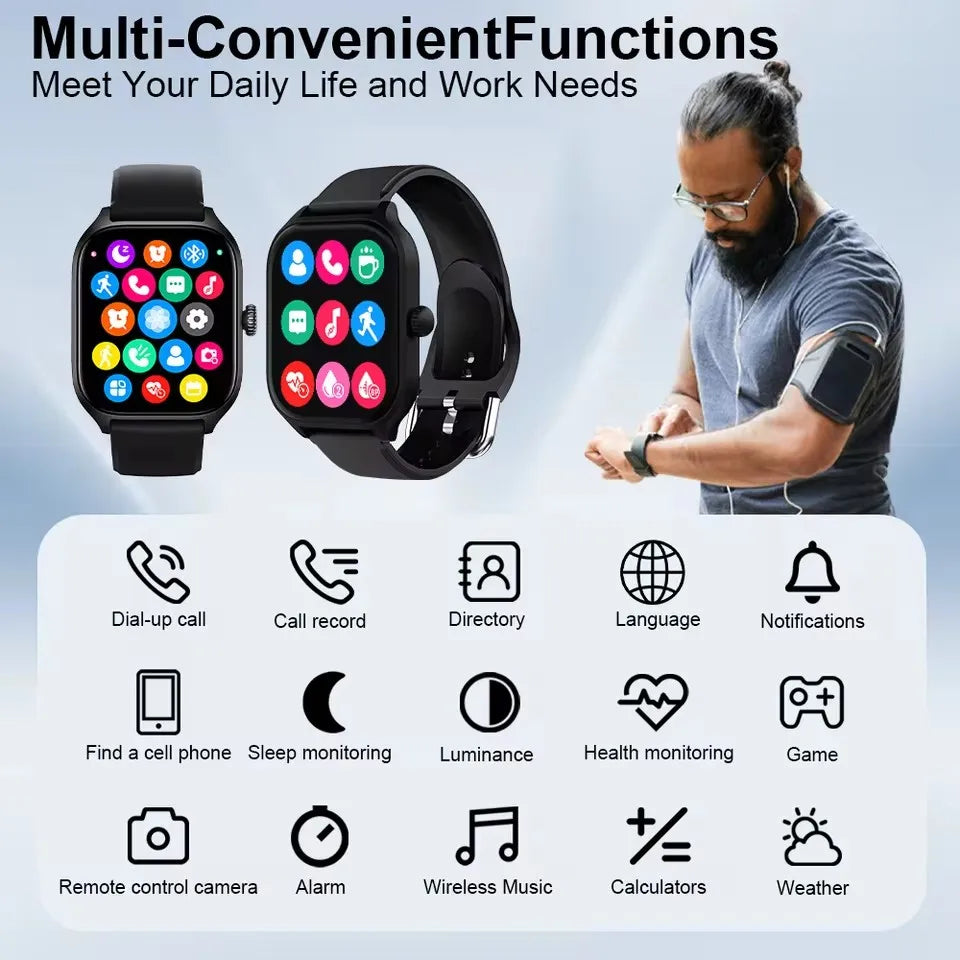 Smart Fitness Watch | Bluetooth Call, Heart Rate, Sleep Tracker & 2.01" Display | Afrocentric