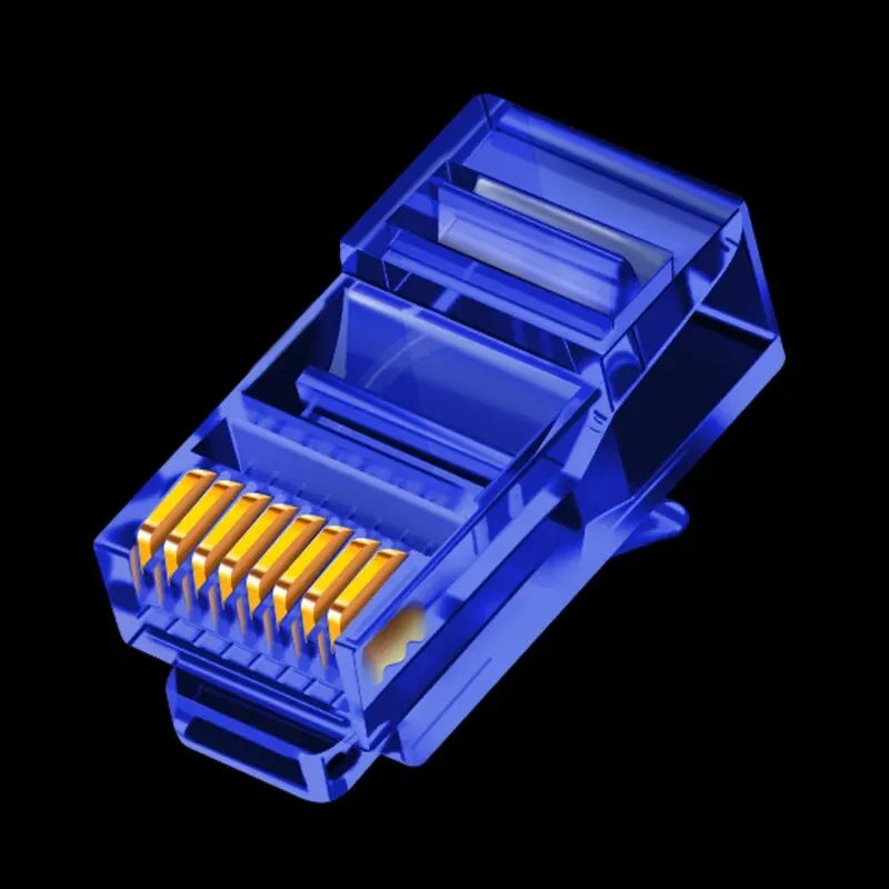 RJ45 Cat6 Pass Through Connectors | 50-Pack EZ Crimp Modular Plugs for UTP Network Cable Blue | Afrocentric
