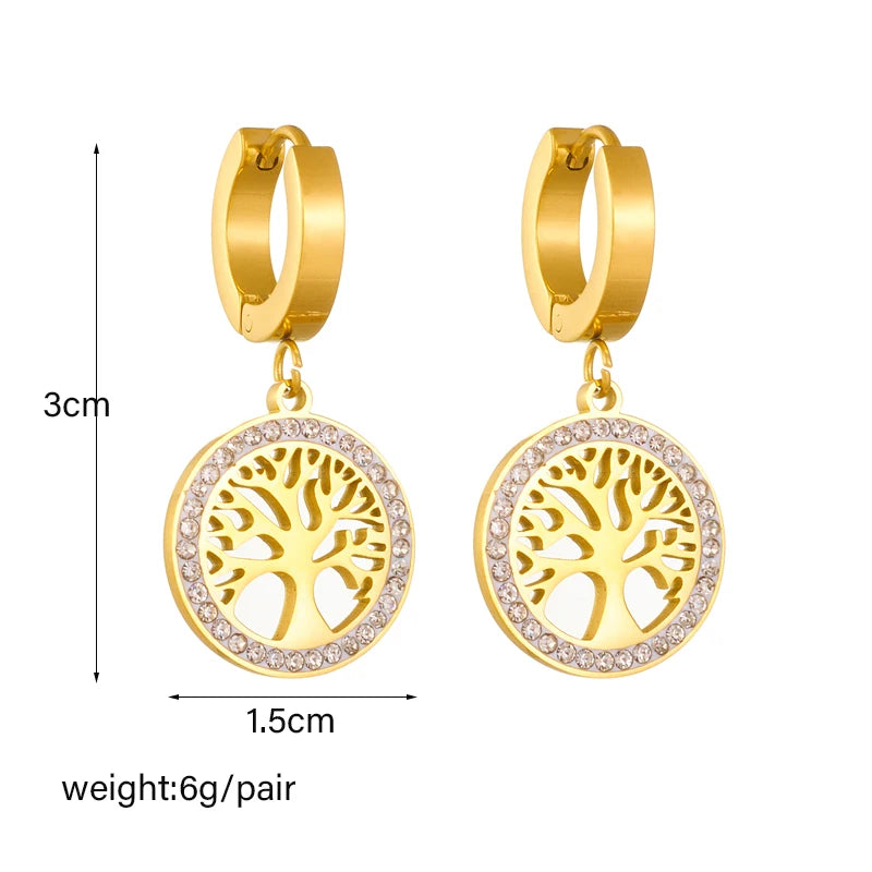 Geometric Crystal Stud Earrings | Stainless Steel Boho Fashion Jewellery | Afrocentric