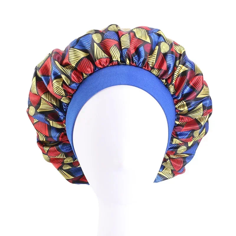 African Print Satin Sleep Cap & Hair Bonnet Orange | Afrocentric