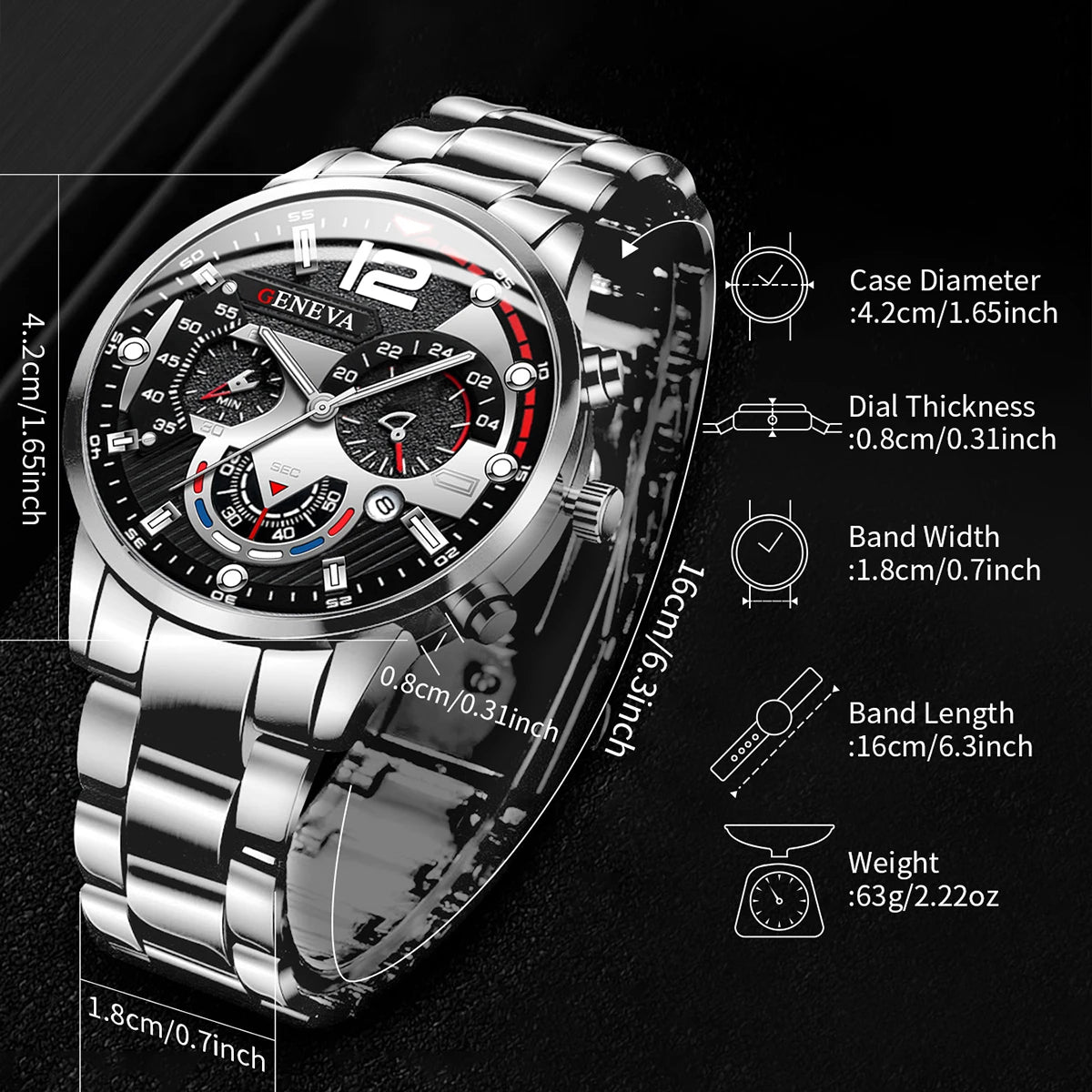 Men's Stainless Steel Quartz Watch | Minimalist Needle Dial Fashion Watch | Afrocentric
