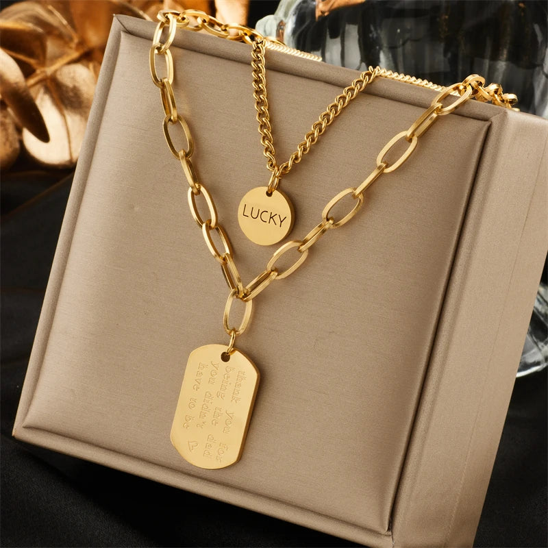 Multilayer Coin Pendant Necklace | Layered Chain for Women | Afrocentric