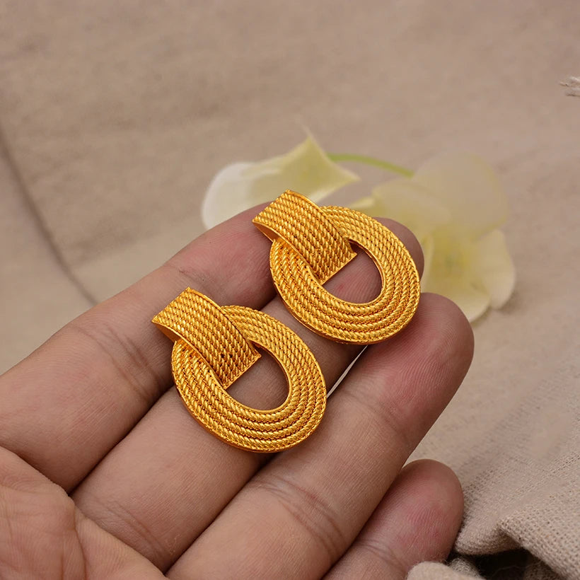 African Gold Coin Drop Earrings style3 | Afrocentric