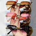 Square Rimless Sunglasses | 3-Pack UV400 Fashion Shades for Women & Men C1 3PCS | Afrocentric