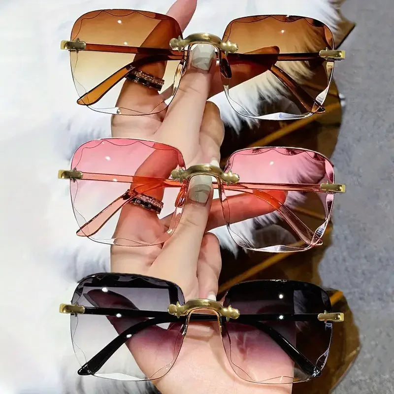 Square Rimless Sunglasses | 3-Pack UV400 Fashion Shades for Women & Men C1 3PCS | Afrocentric