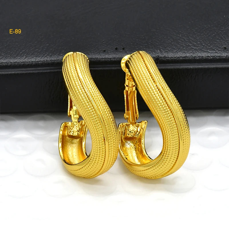 African Gold Round Statement Earrings E-89 | Afrocentric