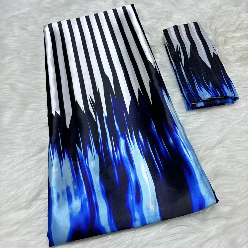 African Satin Silk Fabric High Quality Silk Fabric And Chiffon Tulle Blouse 4+2 Yards Nigerian Women Clothes Garment Cloth 34 6 yards | Afrocentric