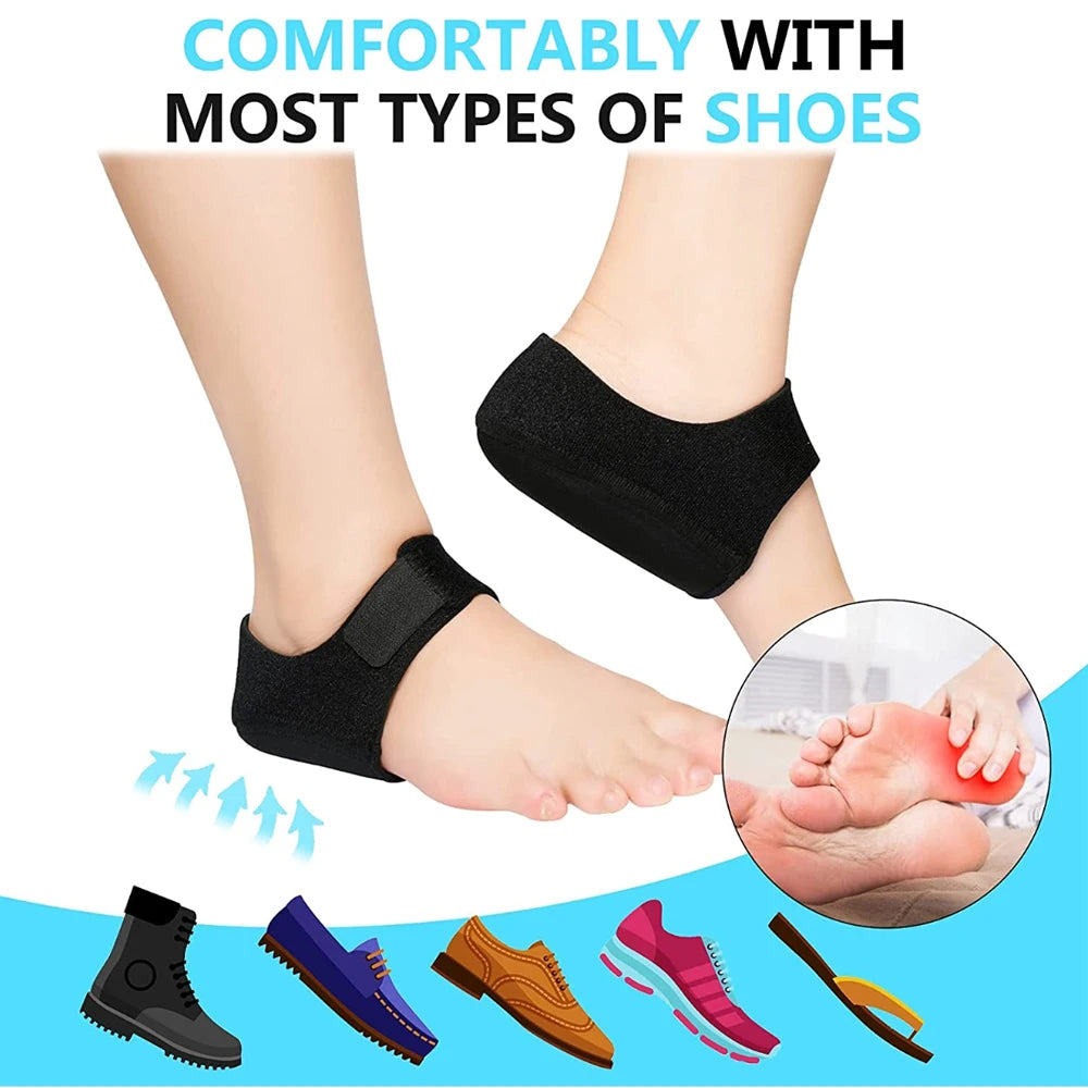 Plantar Fasciitis Heel Spur Support Insoles - U-Shaped Silicone Gel Heel Cups for Pain Relief | Afrocentric