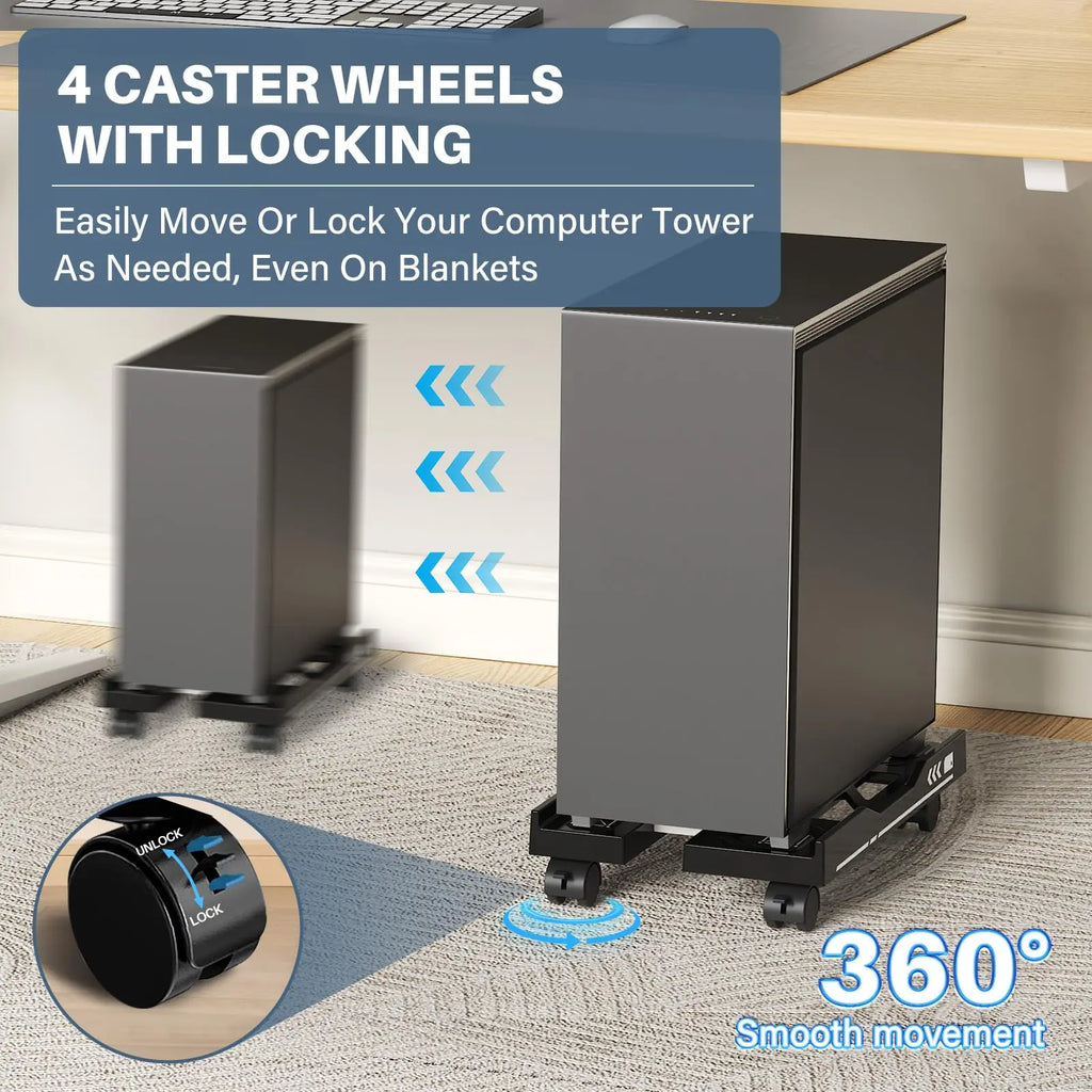 Adjustable CPU Stand with Wheels | Mobile PC Tower Desktop Floor Stand | Afrocentric