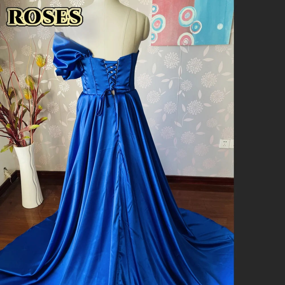 Mermaid Evening Dress | One Shoulder High Split Satin Prom Gown | Afrocentric