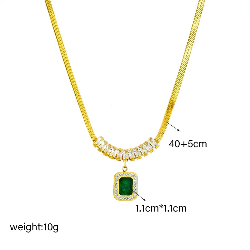 Green Crystal Zircon Jewelry Set | Necklace, Earrings & Bracelet for Women | Afrocentric