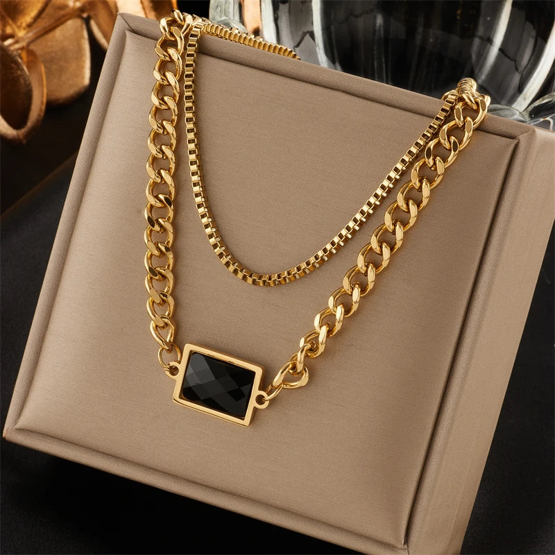 Multilayer Coin Pendant Necklace | Layered Chain for Women | Afrocentric