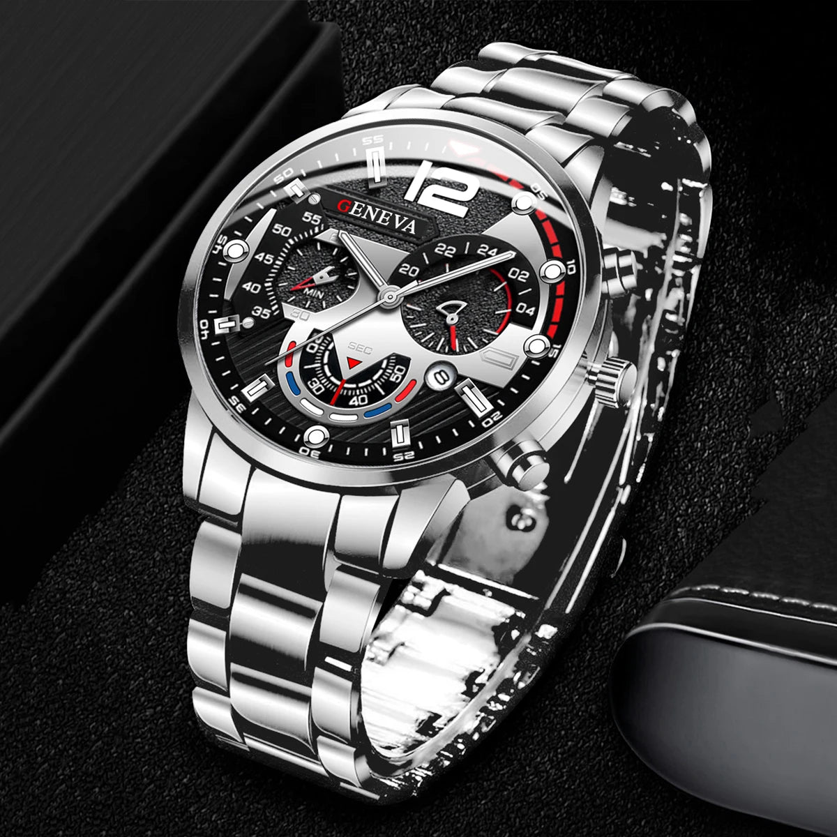 Men's Stainless Steel Quartz Watch | Minimalist Needle Dial Fashion Watch | Afrocentric