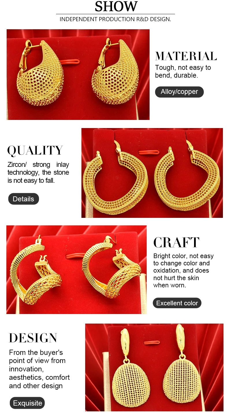 African Gold Round Statement Earrings | Afrocentric