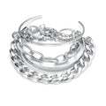 Boho Gold Chain Bracelet Set | Geometric Link Chain Open Bangle for Women 126 | Afrocentric