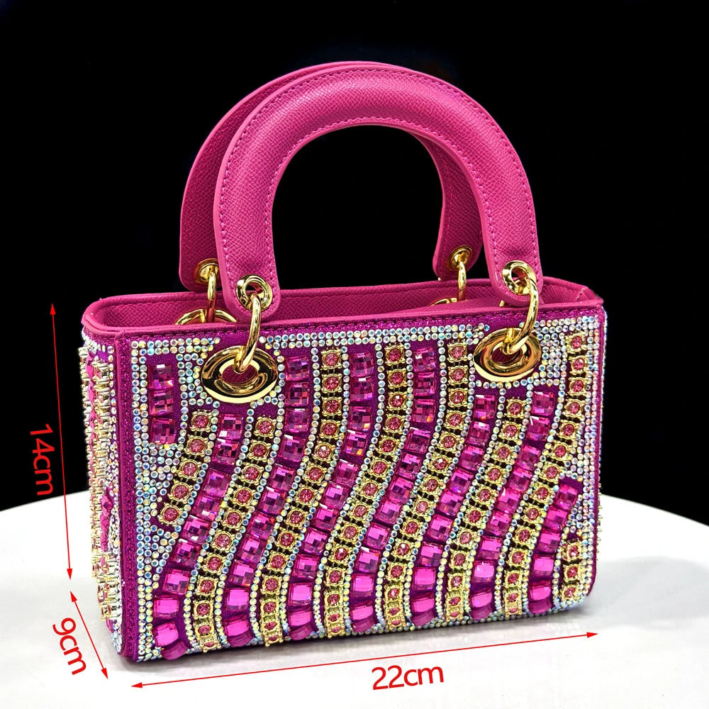 2025 Italian Fashion Pointed Toe Rhinestone Women Heels & Bag Set | Afrocentric