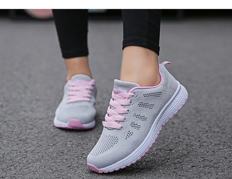 Women Casual Breathable Mesh Flat Sneakers - Lightweight Walking Gym Shoes | Afrocentric