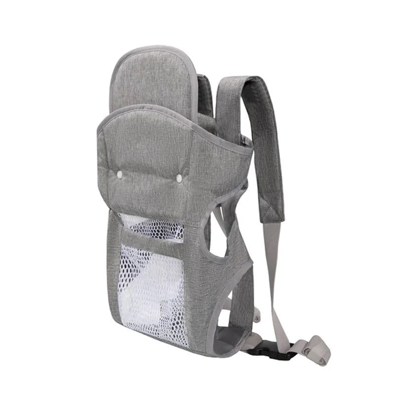 4-in-1 Ergonomic Baby Carrier Backpack - Breathable Infant Sling with Hipseat & Waist Belt Summer Gray | Afrocentric