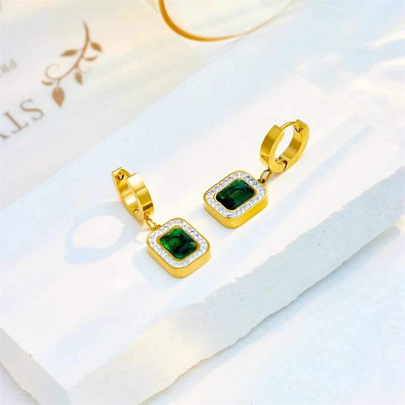 Green Crystal Zircon Jewelry Set | Necklace, Earrings & Bracelet for Women | Afrocentric