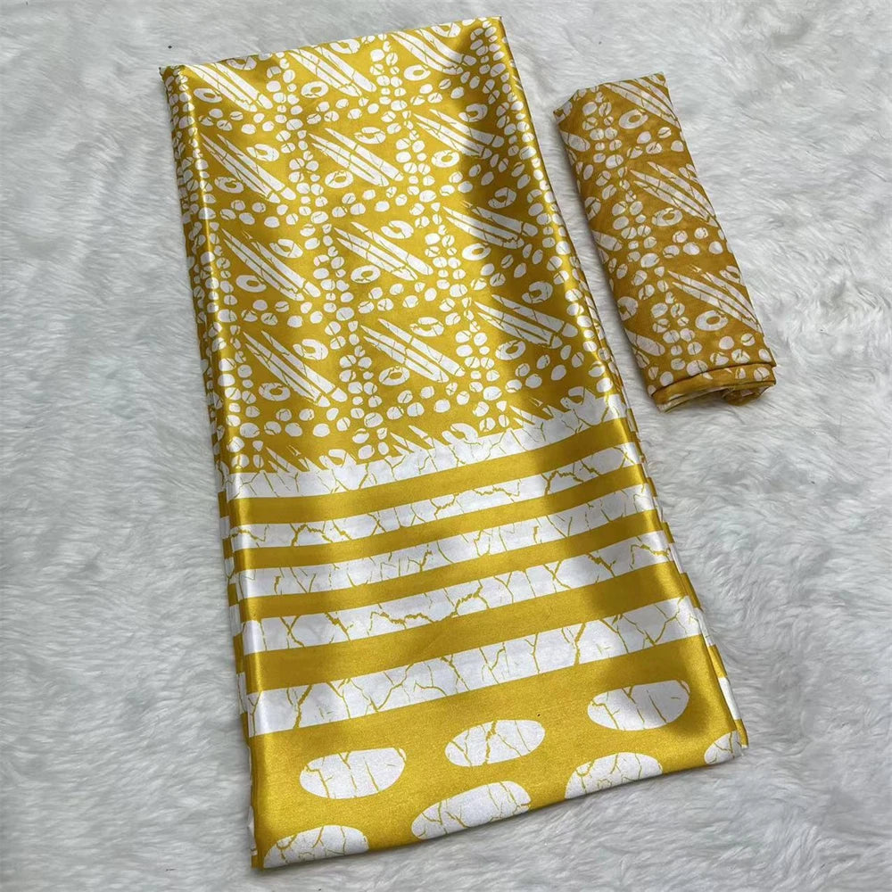 African Satin Silk Fabric High Quality Silk Fabric And Chiffon Tulle Blouse 4+2 Yards Nigerian Women Clothes Garment Cloth 27 6 yards | Afrocentric