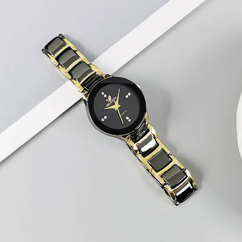 Men's Black Dial Quartz Business Watch | Alloy Case & Bracelet Band | Afrocentric