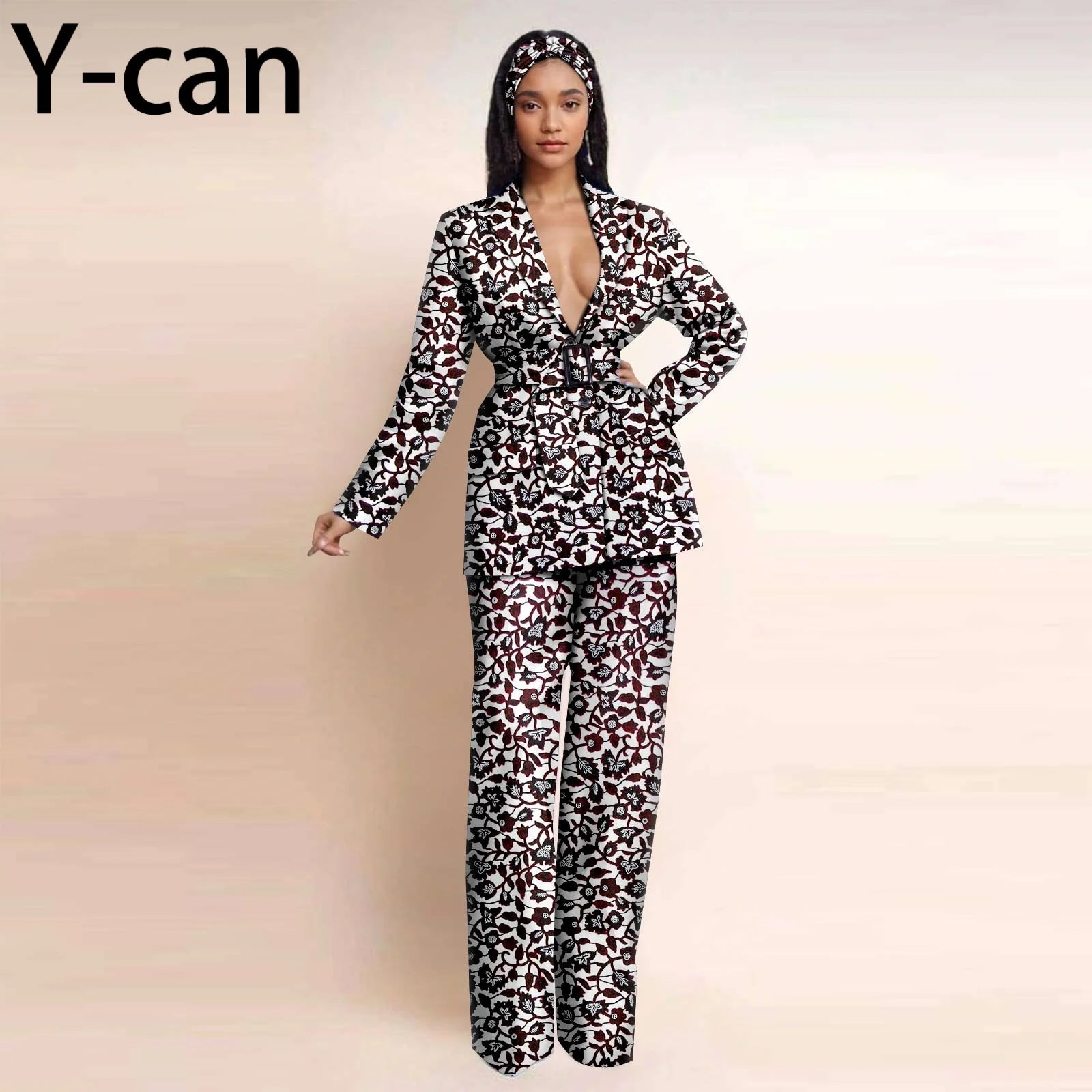 Dashiki Ankara Print African Women Set Traditional Long Sleeve Jacket Coat and Pants 2 Piece Suit Set Office Clothes 2426028 727 | Afrocentric