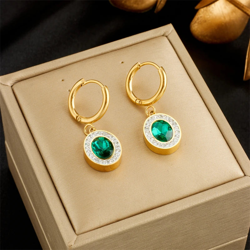 Geometric Crystal Stud Earrings | Stainless Steel Boho Fashion Jewellery E4890 | Afrocentric