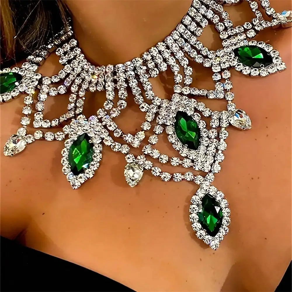 Crystal Rhinestone Choker Necklace | Luxury Geometric Water Drop Chain Collar 13 | Afrocentric
